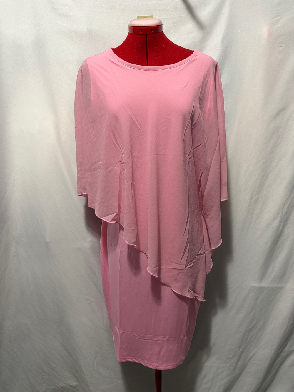 Soft Pink Asymmetrical Overlay Dress